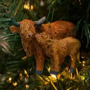 Rustic Brown Highland Cows  Ornament